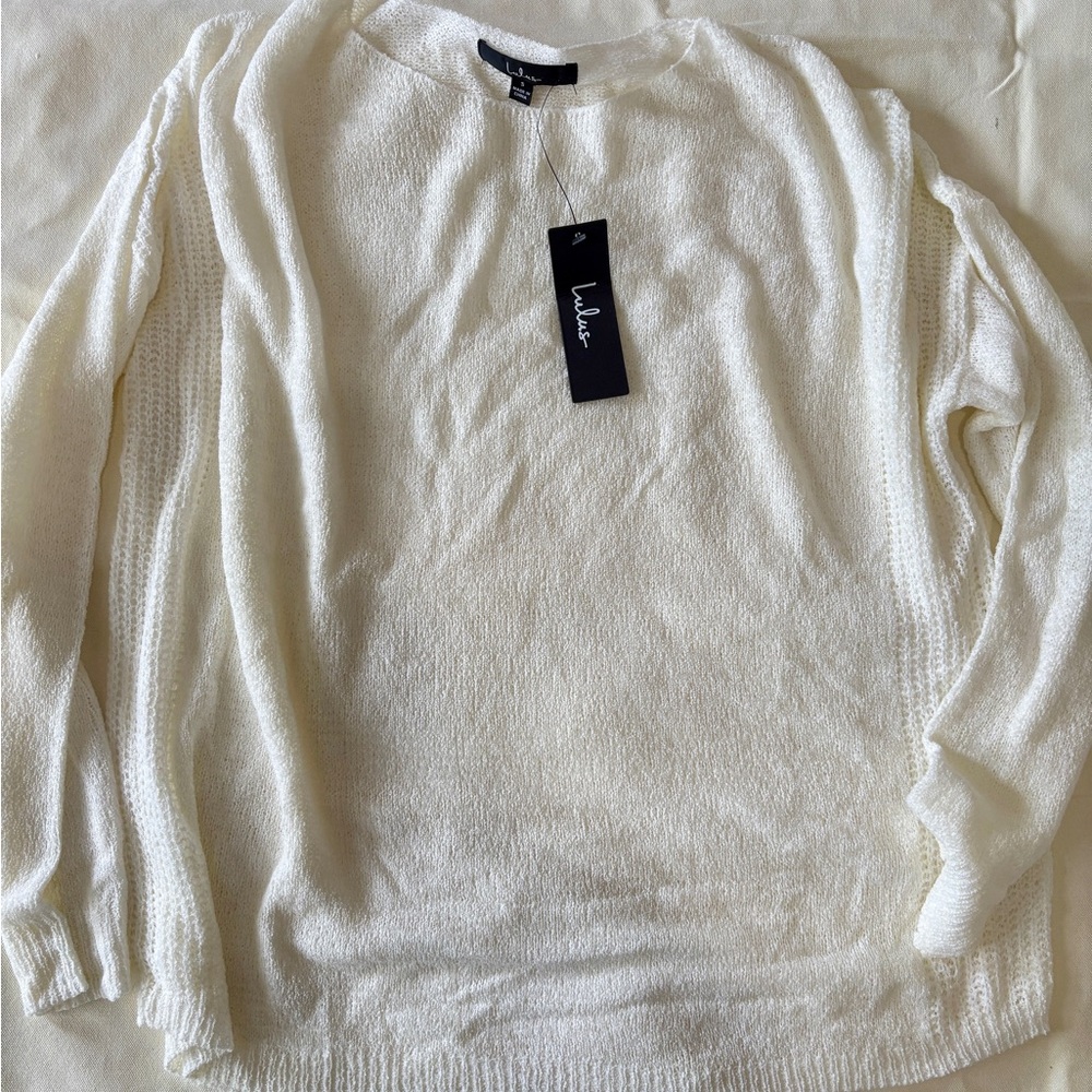 Lulu's Cream Crew Neck Sweater